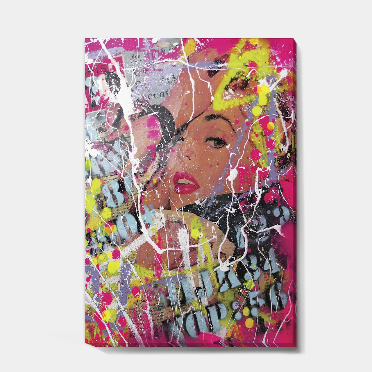 Designart - Old Style Newspaper Street Art Collage VI - Modern & Contemporary Premium Canvas Wall Art